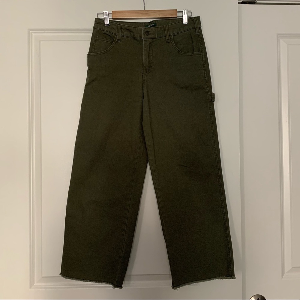 Olive cargo-inspired pants